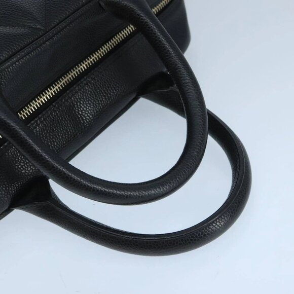 CHANEL Matelasse Hand Bag Grained Calf Skin Black CC Auth PP100A - Picture 7 of 16
